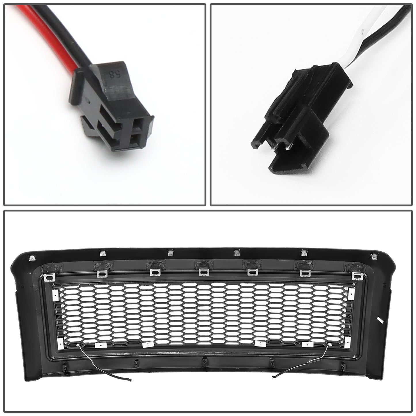 PARRILLA GRILLE - 08-10 FORD F-250, F-350, F-450, F-550 - HONEYCOMB MESH - W/ LED DRL LIGHT - LED'S REQUIRE WIRING INTO EXISTING LIGHTING - BLACK
