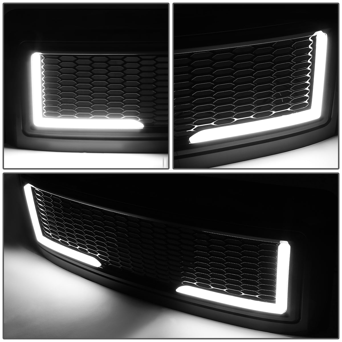 PARRILLA GRILLE - 08-10 FORD F-250, F-350, F-450, F-550 - HONEYCOMB MESH - W/ LED DRL LIGHT - LED'S REQUIRE WIRING INTO EXISTING LIGHTING - BLACK