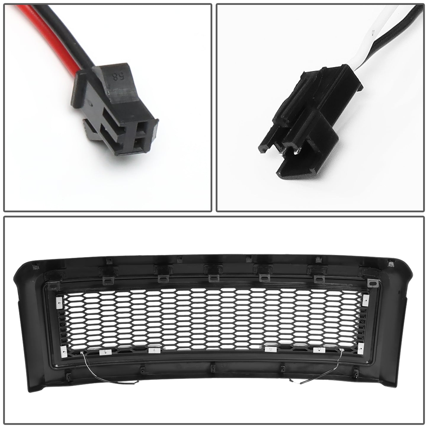 PARRILLA GRILLE - 08-10 FORD F-250, F-350, F-450, F-550 - HONEYCOMB MESH - W/ LED DRL LIGHT - LED'S REQUIRE WIRING INTO EXISTING LIGHTING - MATTE BLACK