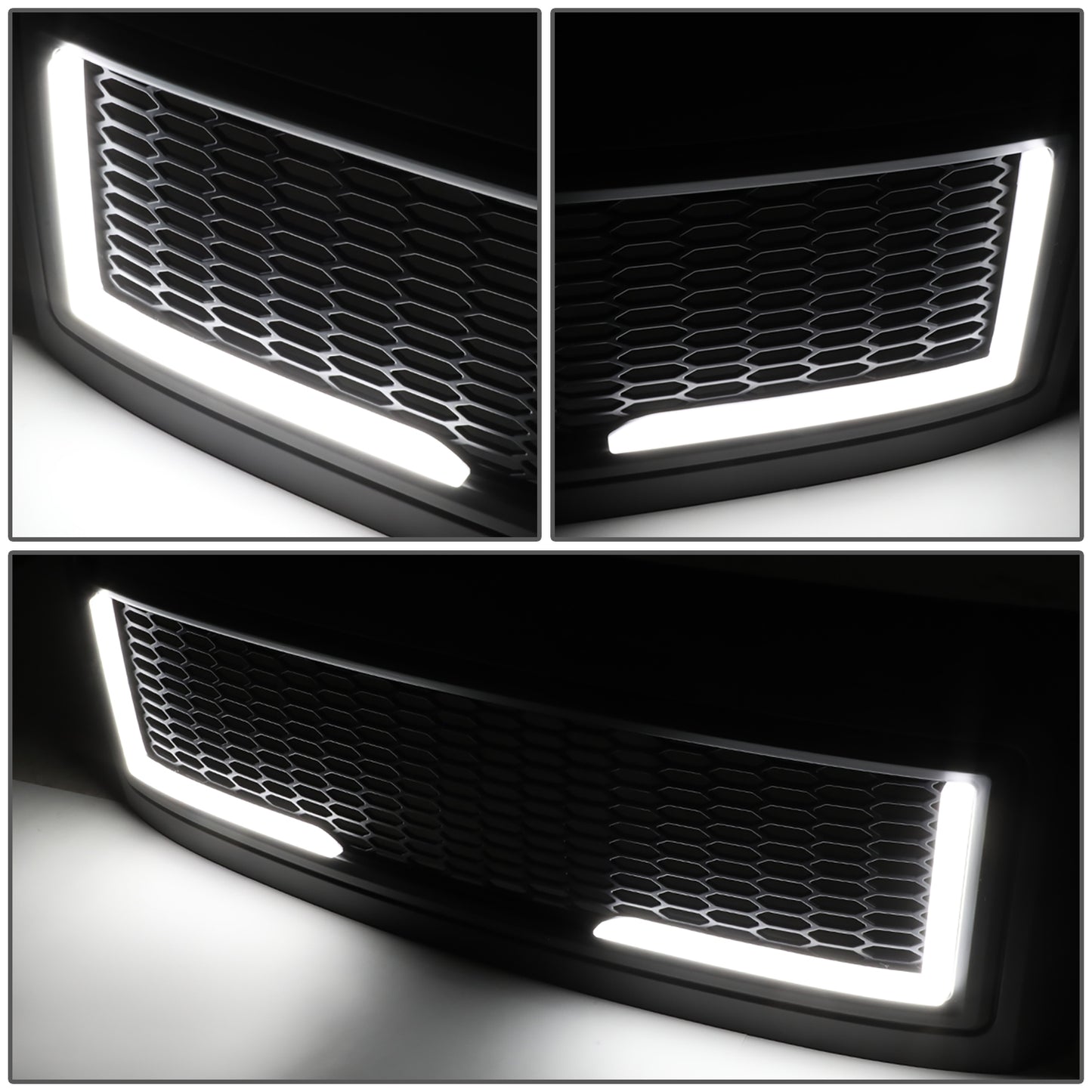 PARRILLA GRILLE - 08-10 FORD F-250, F-350, F-450, F-550 - HONEYCOMB MESH - W/ LED DRL LIGHT - LED'S REQUIRE WIRING INTO EXISTING LIGHTING - MATTE BLACK