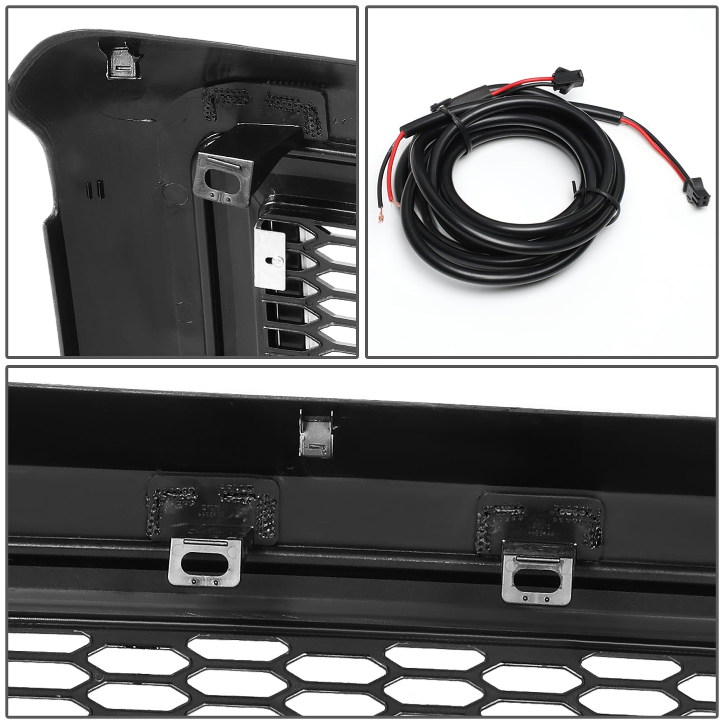 PARRILLA GRILLE - 08-10 FORD F-250, F-350, F-450, F-550 - HONEYCOMB MESH - W/ LED DRL LIGHT - LED'S REQUIRE WIRING INTO EXISTING LIGHTING - MATTE BLACK