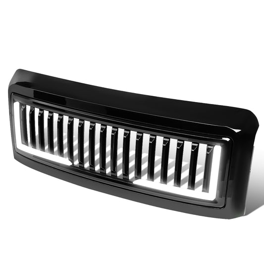 PARRILLA GRILLE - 08-10 FORD F-250, F-350, F-450, F-550 - VERTICAL FENCE STYLE - W/ LED DRL LIGHT - LED'S REQUIRE WIRING INTO EXISTING LIGHTING - BLACK