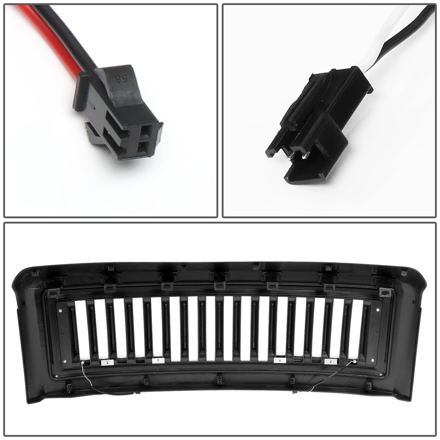 PARRILLA GRILLE - 08-10 FORD F-250, F-350, F-450, F-550 - VERTICAL FENCE STYLE - W/ LED DRL LIGHT - LED'S REQUIRE WIRING INTO EXISTING LIGHTING - BLACK