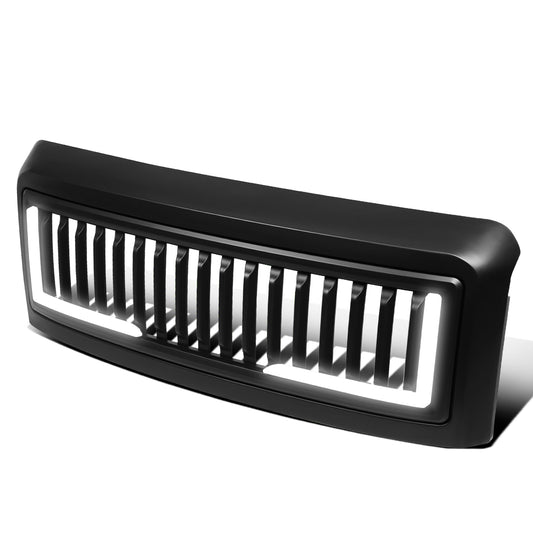 PARRILLA GRILLE - 08-10 FORD F-250, F-350, F-450, F-550 - VERTICAL FENCE STYLE - W/ LED DRL LIGHT - LED'S REQUIRE WIRING INTO EXISTING LIGHTING - MATTE BLACK