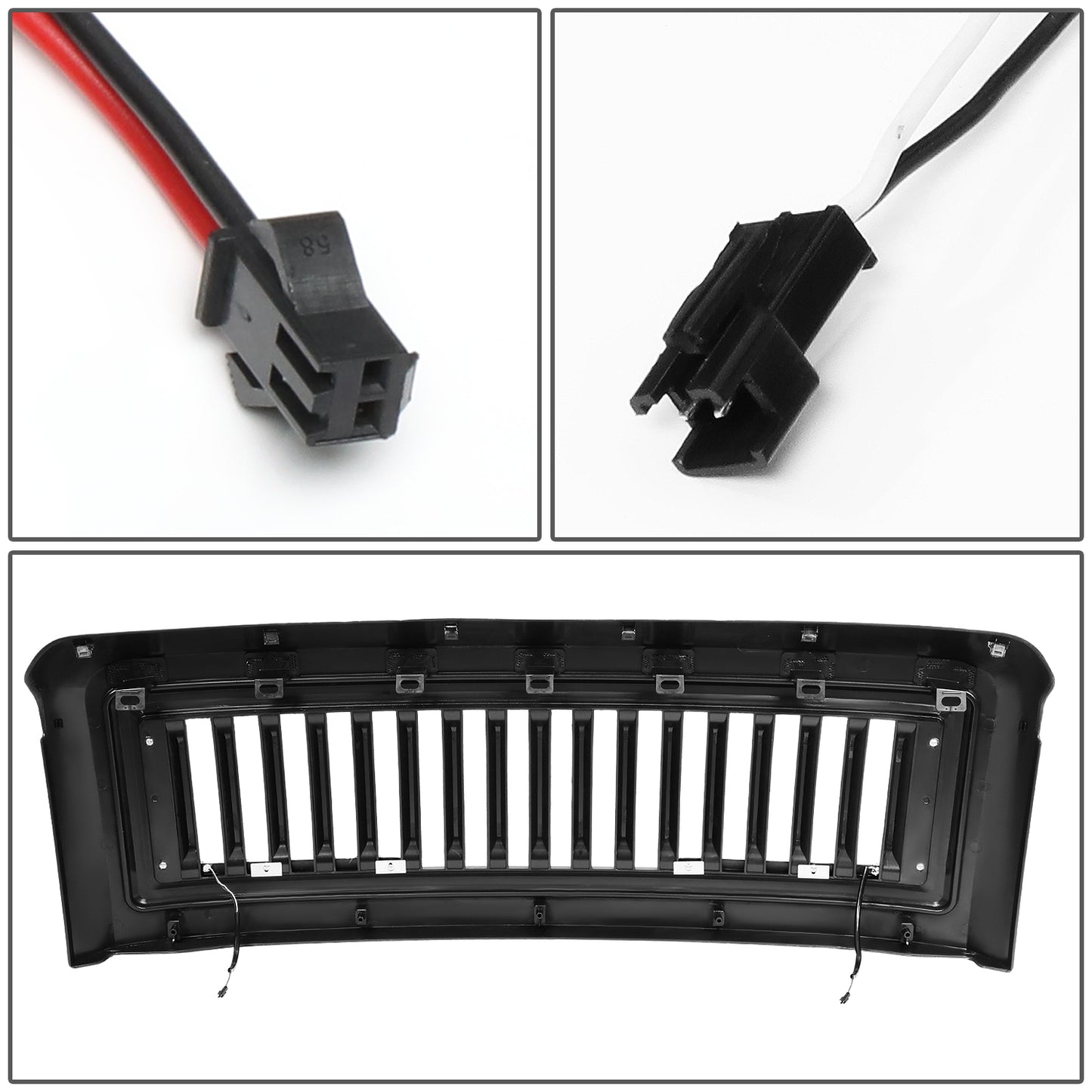 PARRILLA GRILLE - 08-10 FORD F-250, F-350, F-450, F-550 - VERTICAL FENCE STYLE - W/ LED DRL LIGHT - LED'S REQUIRE WIRING INTO EXISTING LIGHTING - MATTE BLACK