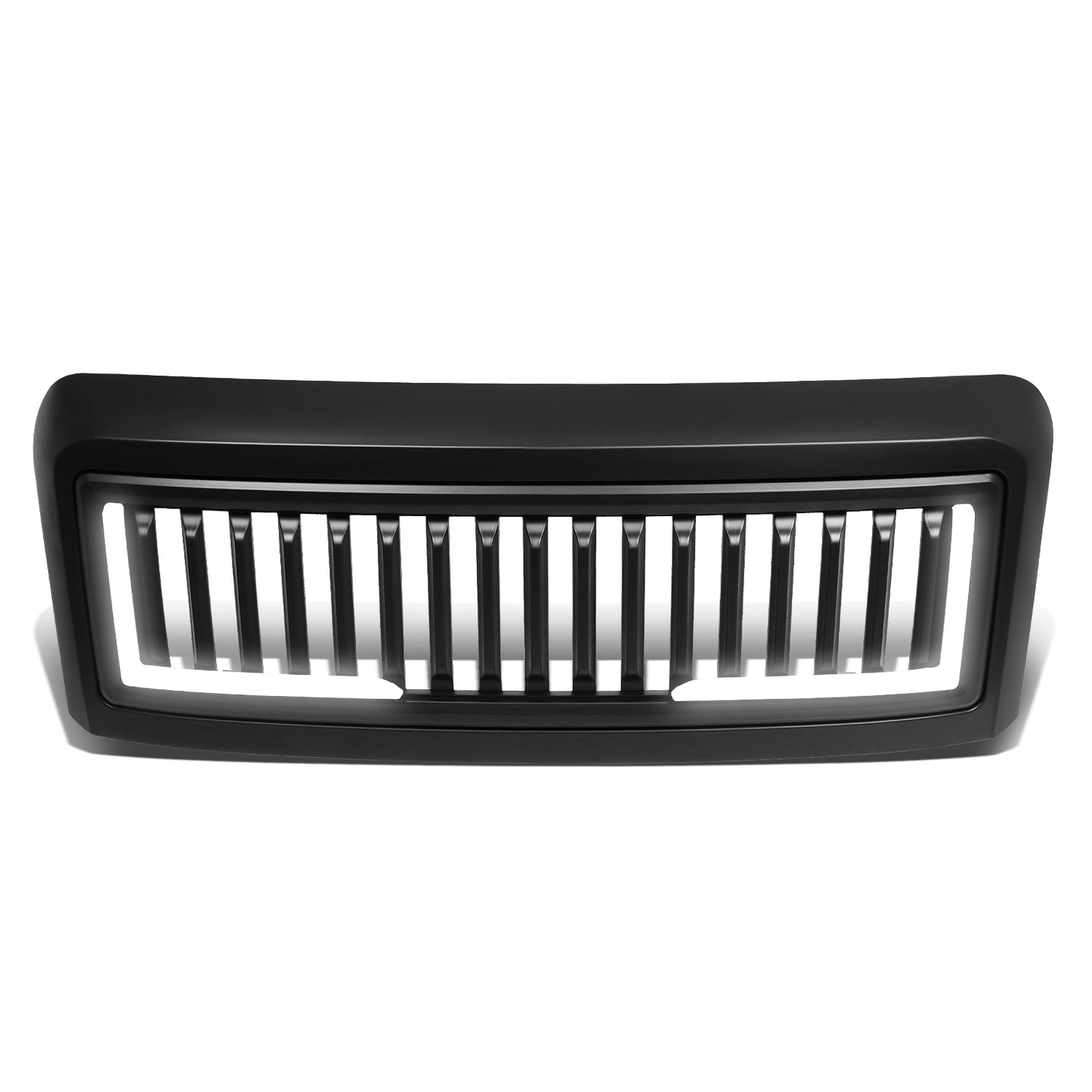 PARRILLA GRILLE - 08-10 FORD F-250, F-350, F-450, F-550 - VERTICAL FENCE STYLE - W/ LED DRL LIGHT - LED'S REQUIRE WIRING INTO EXISTING LIGHTING - MATTE BLACK