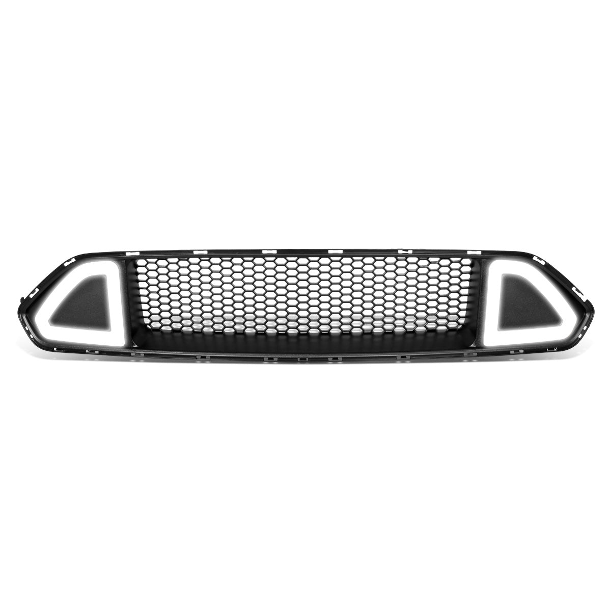 PARRILLA FRONT UPPER GRILLE - 18-20 FORD MUSTANG - HONEYCOMB MESH - W/ LED DRL LIGHT - LEDS REQUIRE WIRING TO EXISITING LIGHTING HARNESS - TRIANGLE LED - BLACK