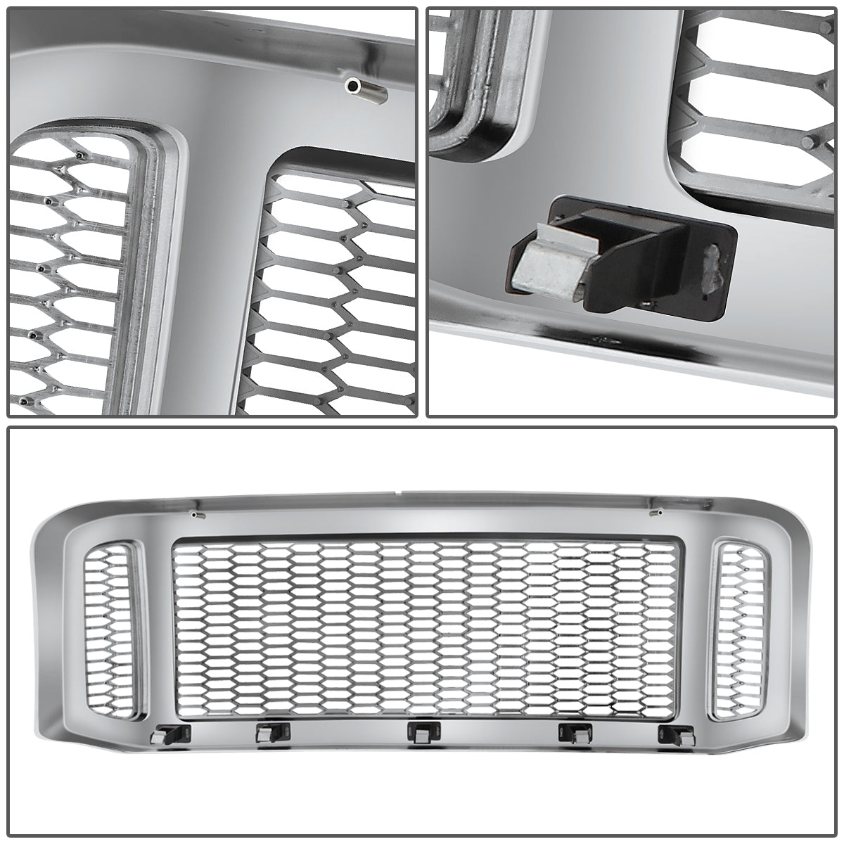 PARRILLA GRILLE - 05-07 FORD F-250, F-350, F-450, F-550 / 2005 FORD EXCURSION - HONEYCOMB MESH - CHROME