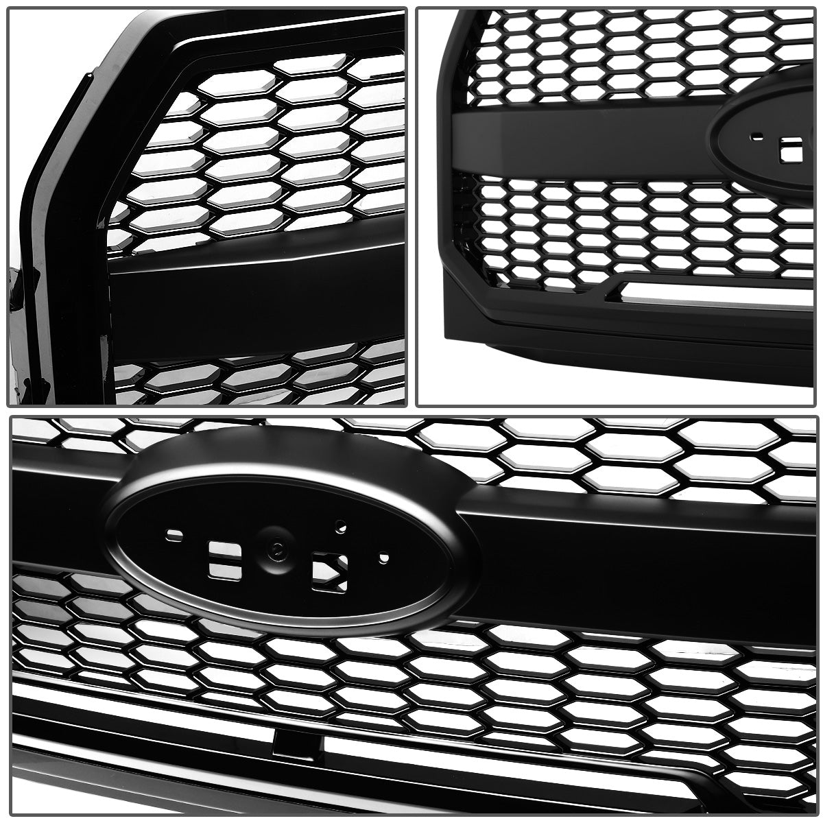 PARRILLA GRILLE - 15-17 FORD F-150 - HONEYCOMB MESH - W/ LED LIGHTS - MATTE BLACK