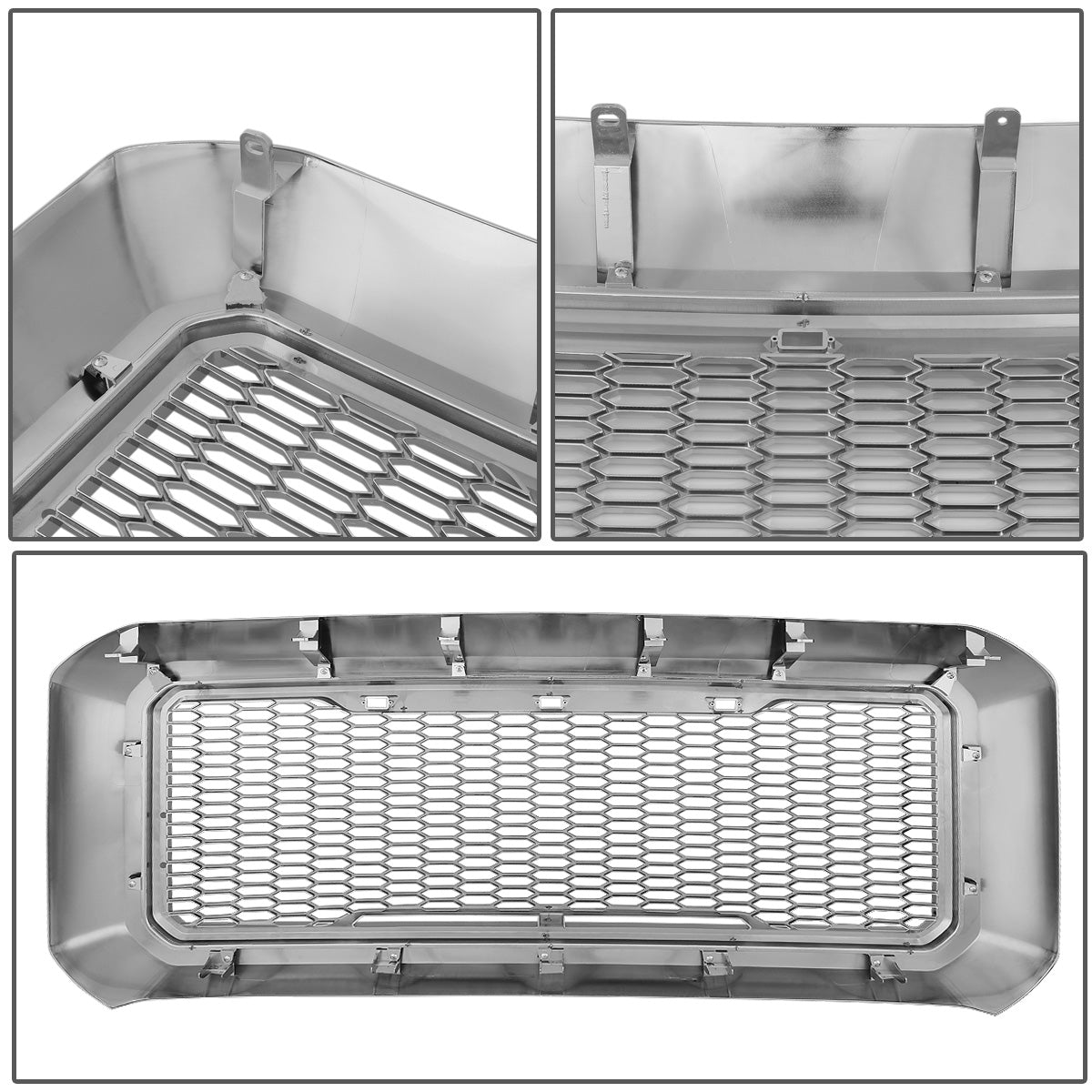 PARRILLA GRILLE - 11-16 FORD F-250, F-350, F-450, F-550 - HONEYCOMB MESH - W/ LED LIGHTS - CHROME