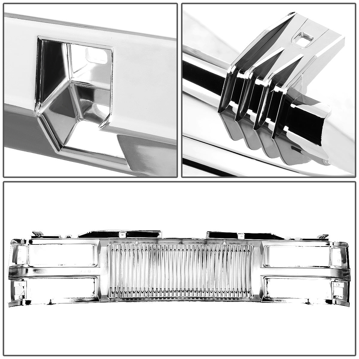 PARRILLA GRILLE - 94-98 CHEVY C1500, K1500 / 94-00 CHEVY C2500, C3500, K2500, K3500 / 94-99 CHEVY SUBURBAN C1500, C2500, K1500, K2500 / 94 CHEVY BLAZER / 95-99 CHEVY TAHOE / 2000 CHEVY TAHOE - VERTICAL FENCE STYLE - ABS - CHROME