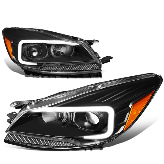 FAROS 13-16 FORD ESCAPE - 3D - LED DRL - PROJECTOR - BLACK HOUSING / AMBER CORNER - H1 LOW BEAM / H8 HIGH BEAM / 168 MARKER BULB