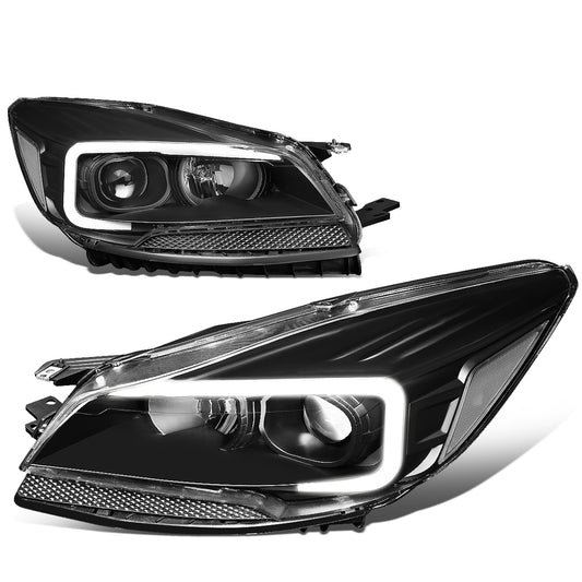 FAROS 13-16 FORD ESCAPE - 3D - LED DRL - PROJECTOR - BLACK HOUSING / CLEAR CORNER - H1 LOW BEAM / H8 HIGH BEAM / 168 MARKER BULB