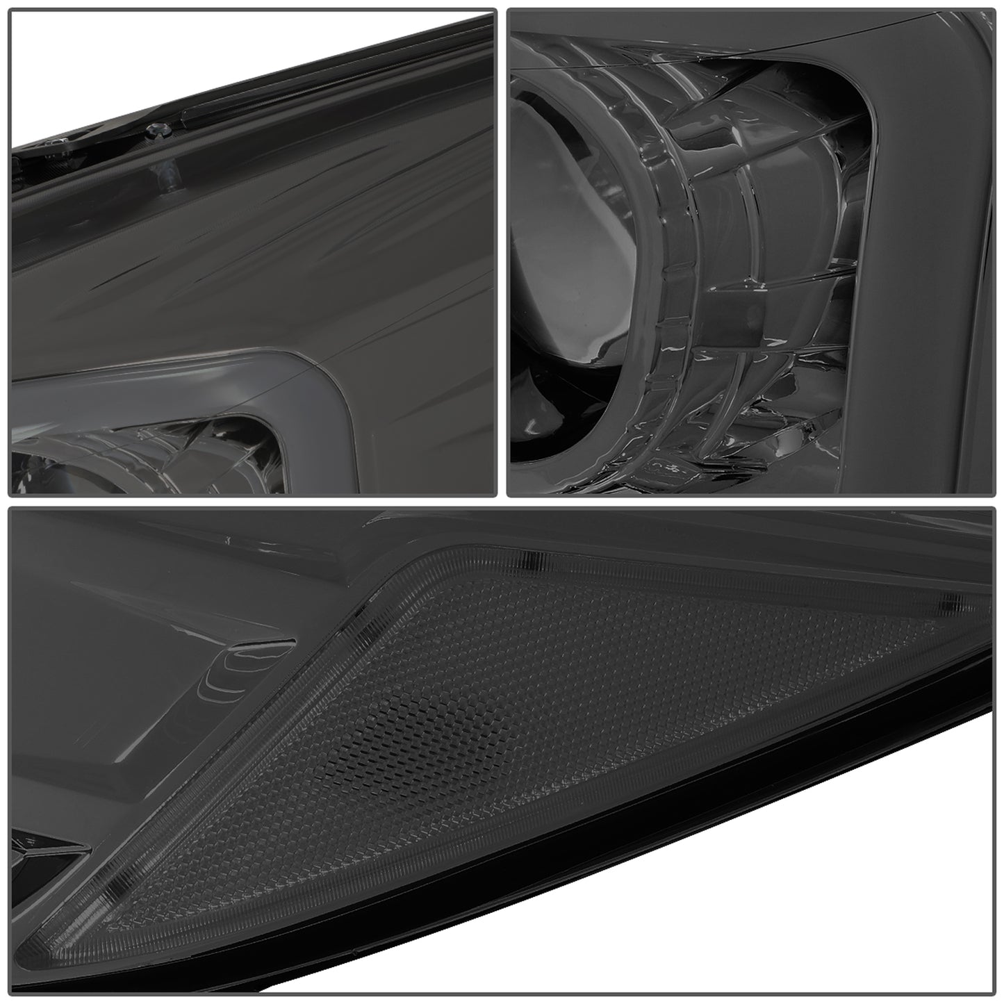 FAROS 13-16 FORD ESCAPE - 3D - LED DRL - PROJECTOR - SMOKE HOUSING / CLEAR CORNER - H1 LOW BEAM / H8 HIGH BEAM / 168 MARKER BULB