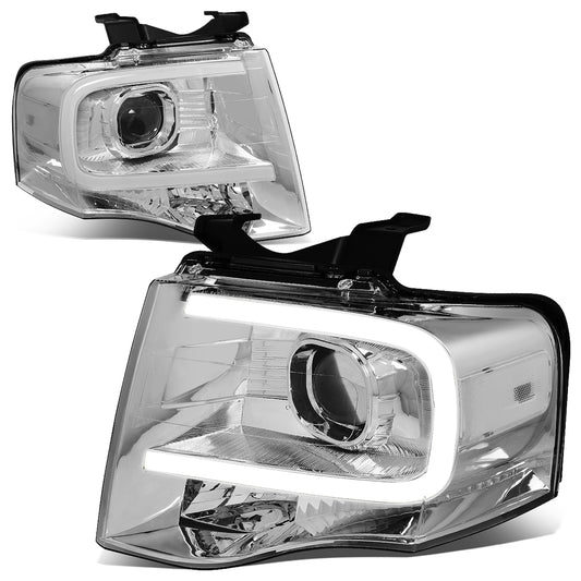 FAROS 07-14 FORD EXPEDITION - 3D - LED DRL - PROJECTOR - CHROME HOUSING / CLEAR CORNER - H7 LOW / HIGH BEAM / 3157A SIGNAL 194 MARKER