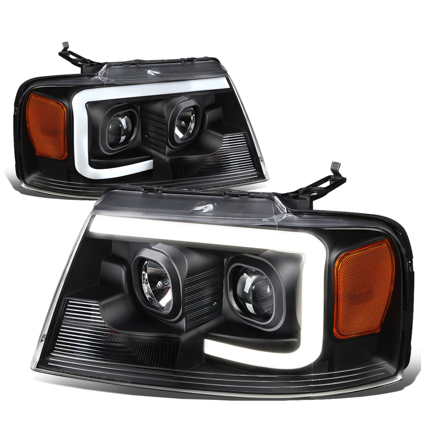 FAROS 04-08 FORD F-150 / 06-08 LINCOLN MARK LT - 3D LED - C-BAR - BLACK HOUSING / AMBER CORNER - H11 LOW BEAM / H11 HIGH BEAM