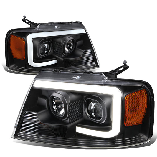 FAROS 04-08 FORD F-150 / 06-08 LINCOLN MARK LT - 3D LED - C-BAR - BLACK HOUSING / AMBER CORNER - H11 LOW BEAM / H11 HIGH BEAM