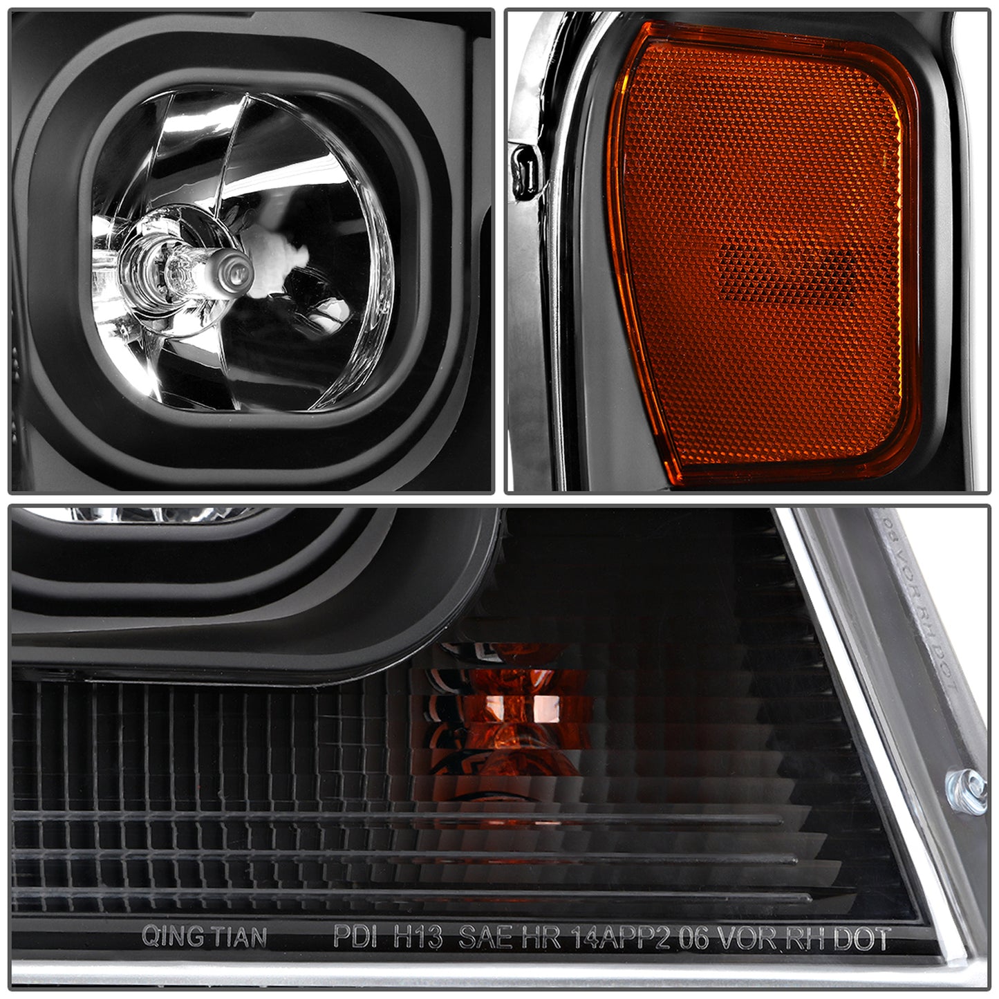 FAROS 04-08 FORD F-150 / 06-08 LINCOLN MARK LT - 3D LED - C-BAR - BLACK HOUSING / AMBER CORNER - H11 LOW BEAM / H11 HIGH BEAM