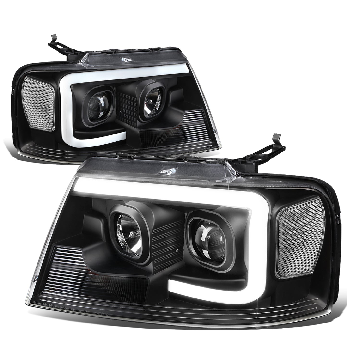 FAROS 04-08 FORD F-150 / 06-08 LINCOLN MARK LT - 3D LED - C-BAR - BLACK HOUSING / CLEAR CORNER - H11 LOW BEAM / H11 HIGH BEAM