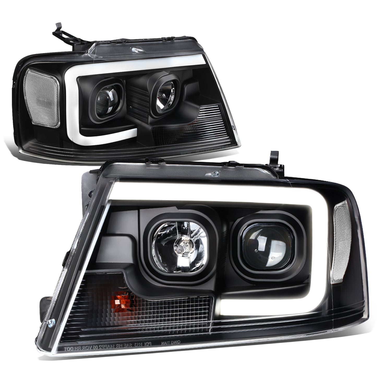 FAROS 04-08 FORD F-150 / 06-08 LINCOLN MARK LT - 3D LED - C-BAR - BLACK HOUSING / CLEAR CORNER - H11 LOW BEAM / H11 HIGH BEAM