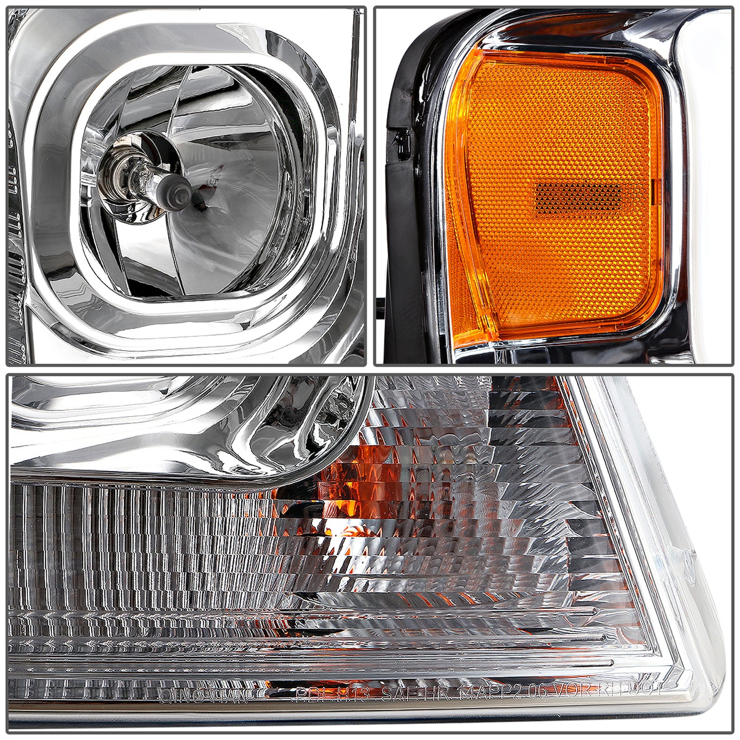 FAROS 04-08 FORD F-150 / 06-08 LINCOLN MARK LT - 3D LED - C-BAR - CHROME HOUSING / AMBER CORNER - H11 LOW BEAM / H11 HIGH BEAM