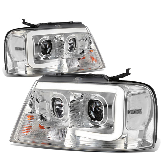 FAROS 04-08 FORD F-150 / 06-08 LINCOLN MARK LT - 3D LED - C-BAR - CHROME HOUSING / CLEAR CORNER - H11 LOW BEAM / H11 HIGH BEAM