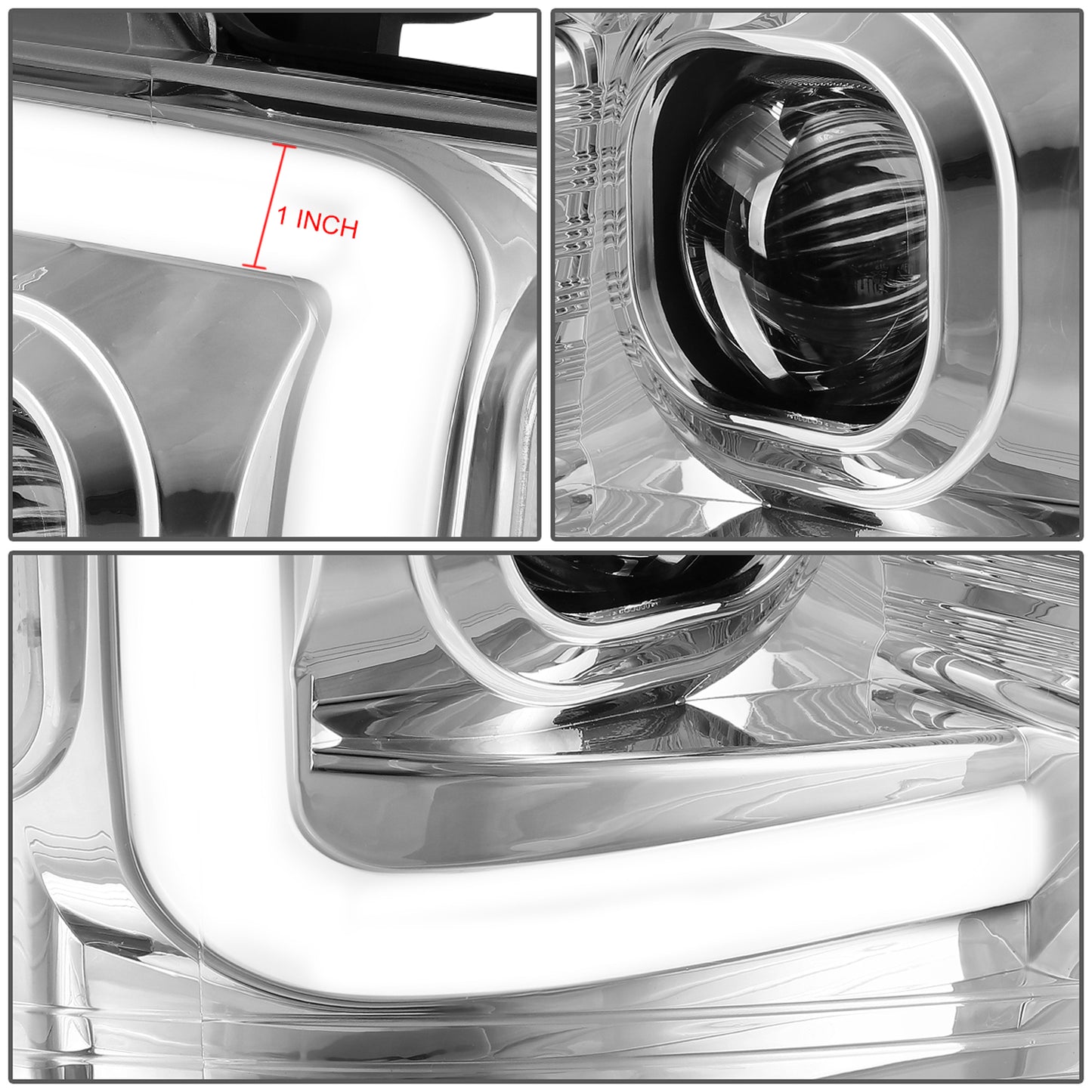 FAROS 04-08 FORD F-150 / 06-08 LINCOLN MARK LT - 3D LED - C-BAR - CHROME HOUSING / CLEAR CORNER - H11 LOW BEAM / H11 HIGH BEAM