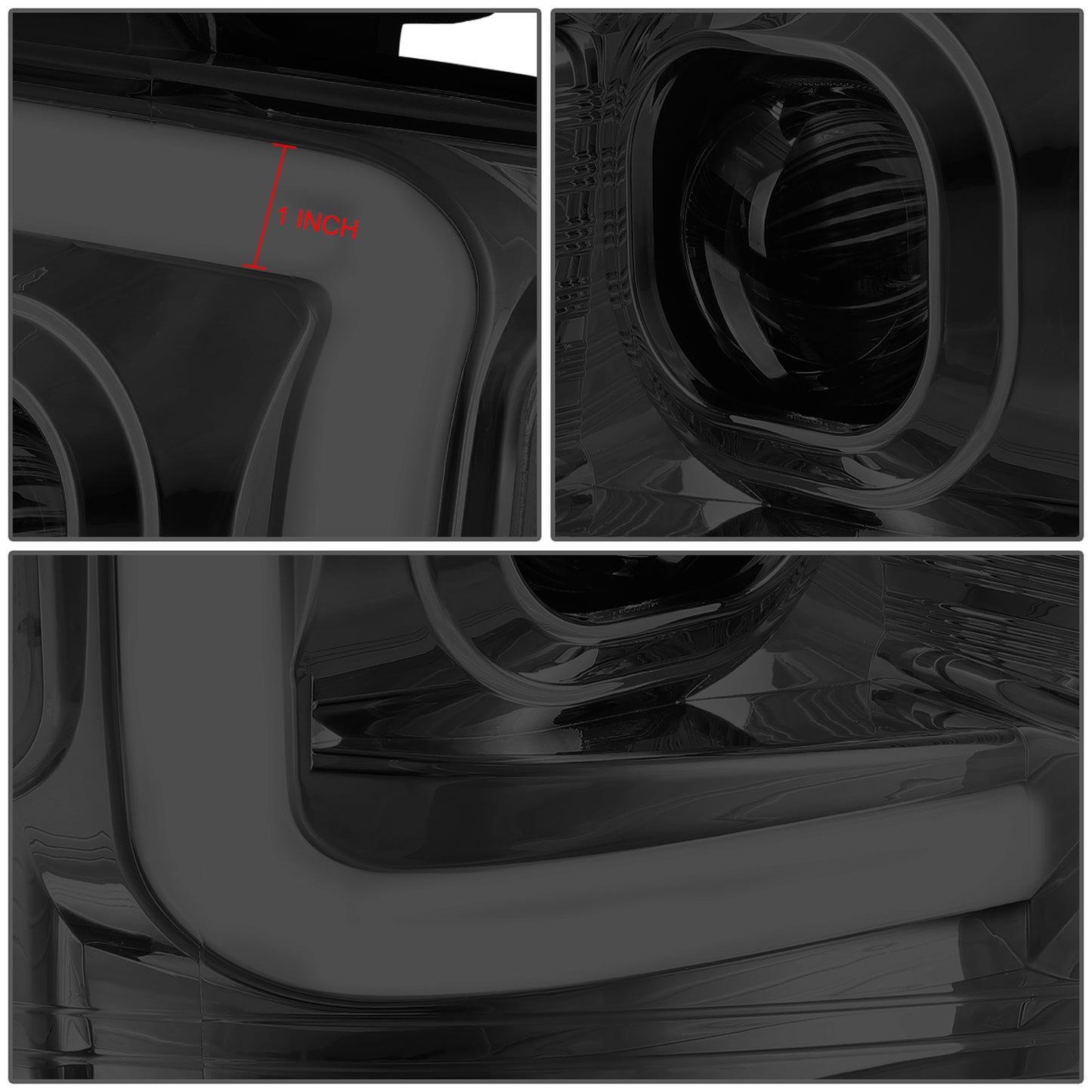 FAROS 04-08 FORD F-150 / 06-08 LINCOLN MARK LT - 3D LED - C-BAR - SMOKE HOUSING / AMBER CORNER - H11 LOW BEAM / H11 HIGH BEAM