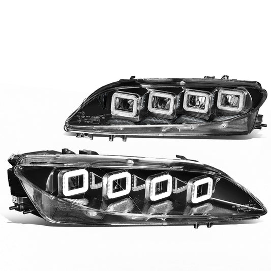 FAROS 03-05 MAZDA 6 - 3D - LED HALO DRL - SEQUENTIAL TURN SIGNAL - BLACK HOUSING