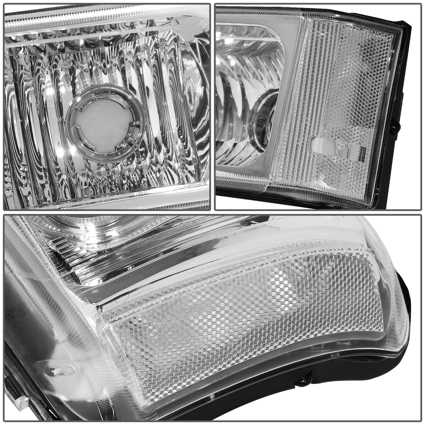 FAROS 03-06 CHEVY SILVERADO 1500, 2500, 3500, 1500HD, 2500HD, AVALANCHE 1500, AVALANCHE 2500 / 2007 CHEVY SILVERADO 1500, 1500HD, 2500HD, 3500 CLASSIC - J-HALO LED DRL - 4PC - CHROME HOUSING / CLEAR CORNER
