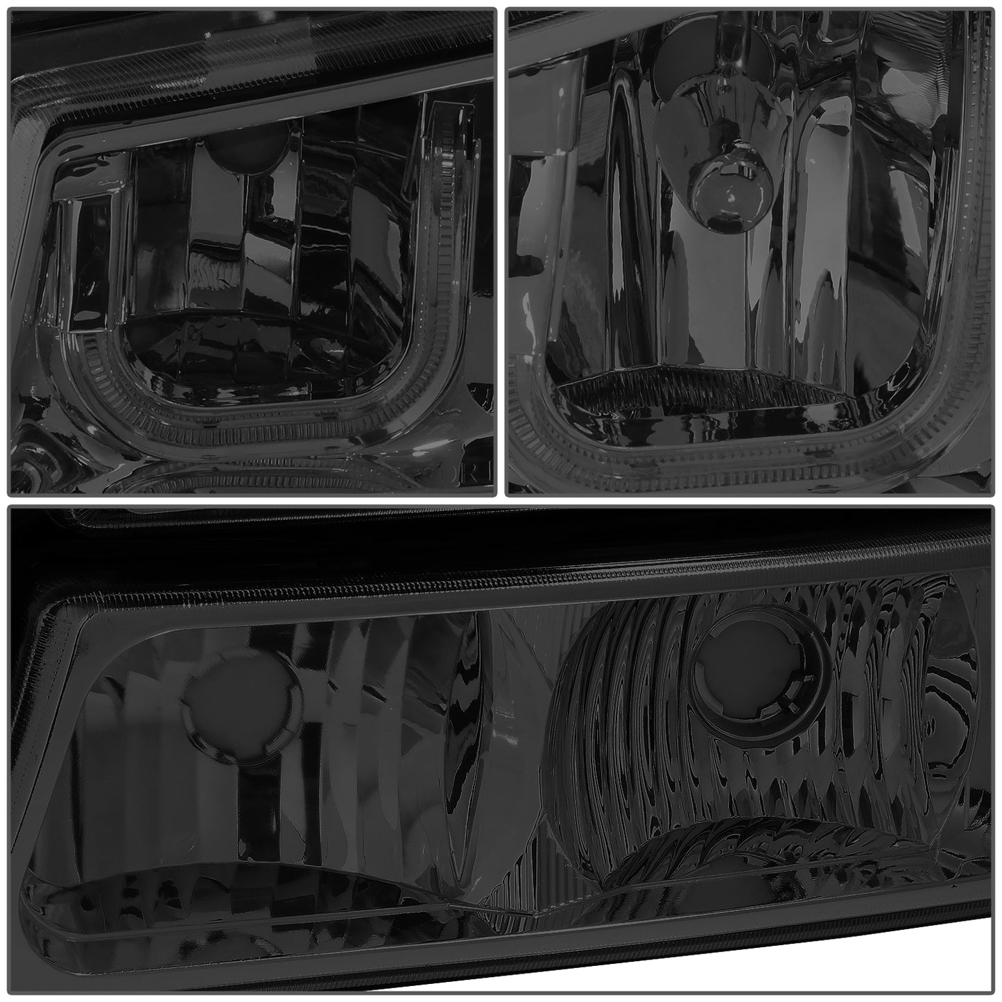 FAROS 03-06 CHEVY SILVERADO 1500, 2500, 3500, 1500HD, 2500HD, AVALANCHE 1500, AVALANCHE 2500 / 2007 CHEVY SILVERADO 1500, 1500HD, 2500HD, 3500 CLASSIC - J-HALO LED DRL - 4PC - SMOKE HOUSING / CLEAR CORNER