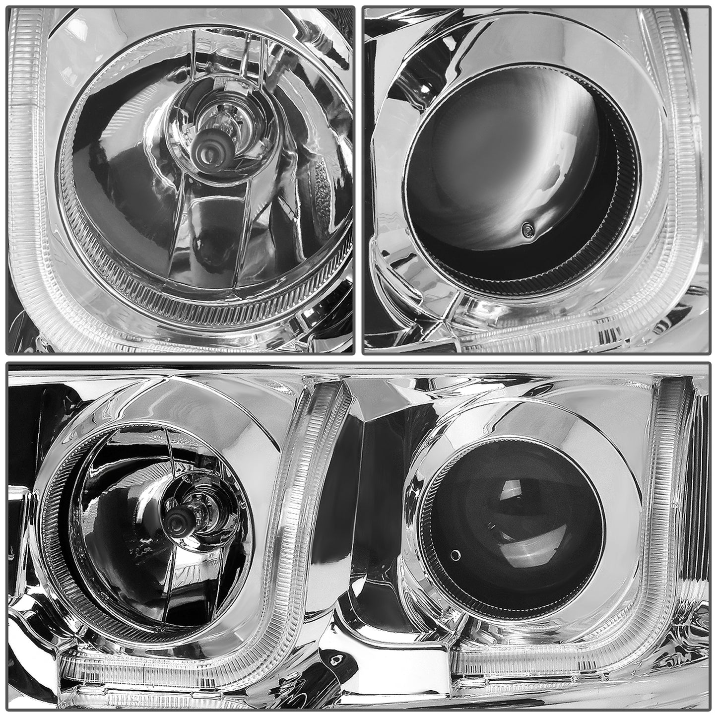 FAROS 04-08 FORD F-150 2/4-DOOR - 3D - LED - J-BAR HALO PROJECTOR - CHROME HOUSING / CLEAR CORNER - 9007 LOW BEAM / HIGH BEAM