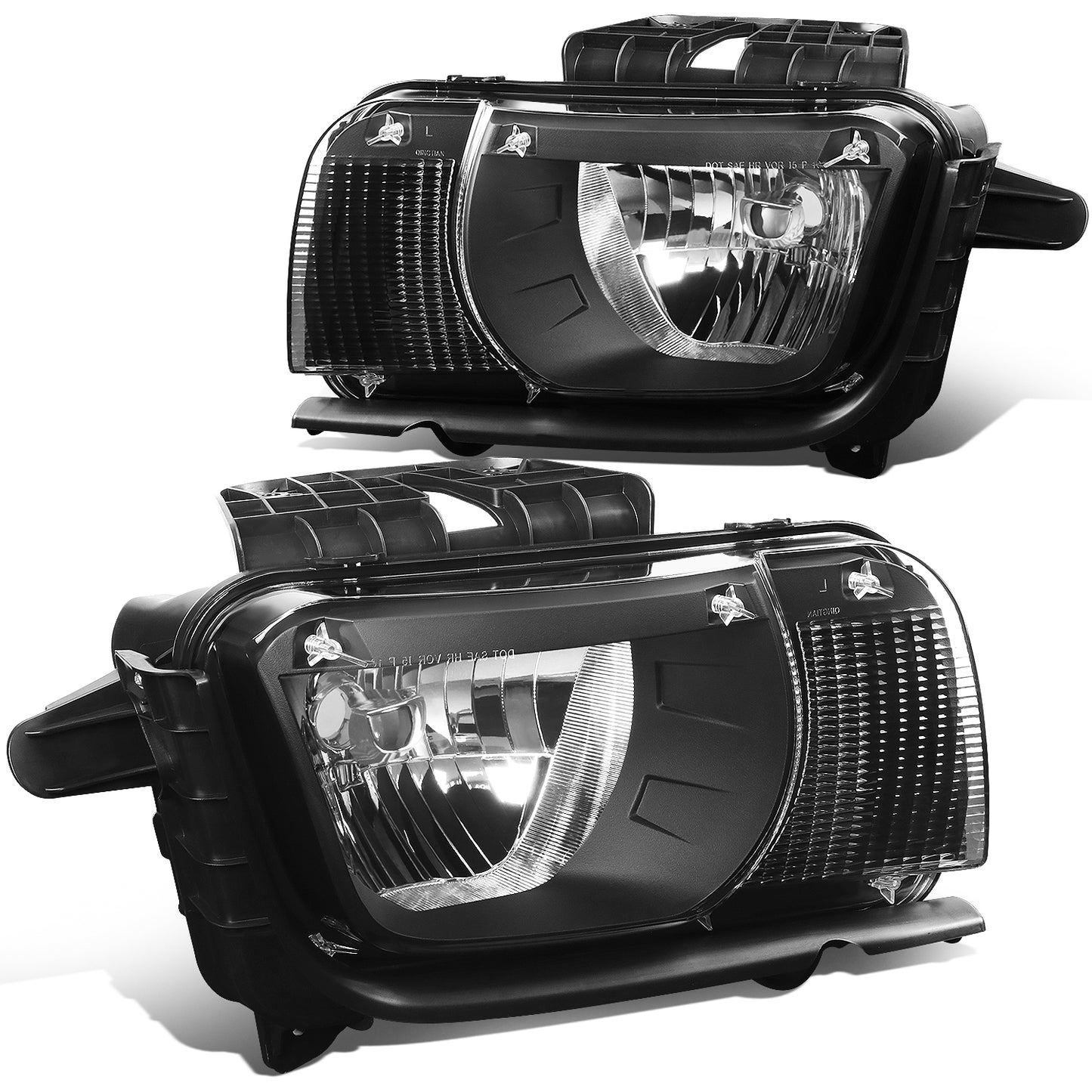 FAROS 10-13 CHEVY CAMARO - FITS MODELS WITH HALOGEN HEADLIGHTS ONLY - OE STYLE - BLACK HOUSING / CLEAR CORNER - H13 LOW BEAM / HIGH BEAM - 3457NA SIGNAL