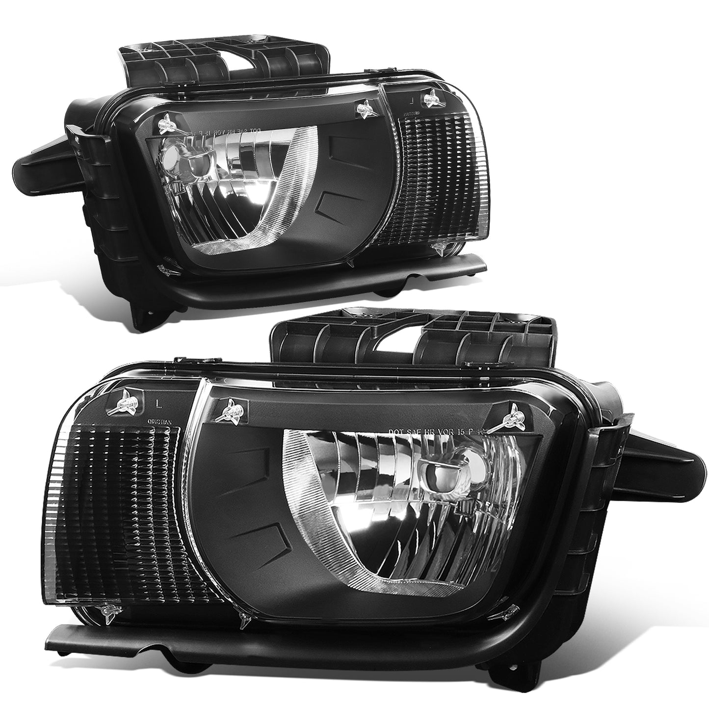 FAROS 10-13 CHEVY CAMARO - FITS MODELS WITH HALOGEN HEADLIGHTS ONLY - OE STYLE - BLACK HOUSING / CLEAR CORNER - H13 LOW BEAM / HIGH BEAM - 3457NA SIGNAL