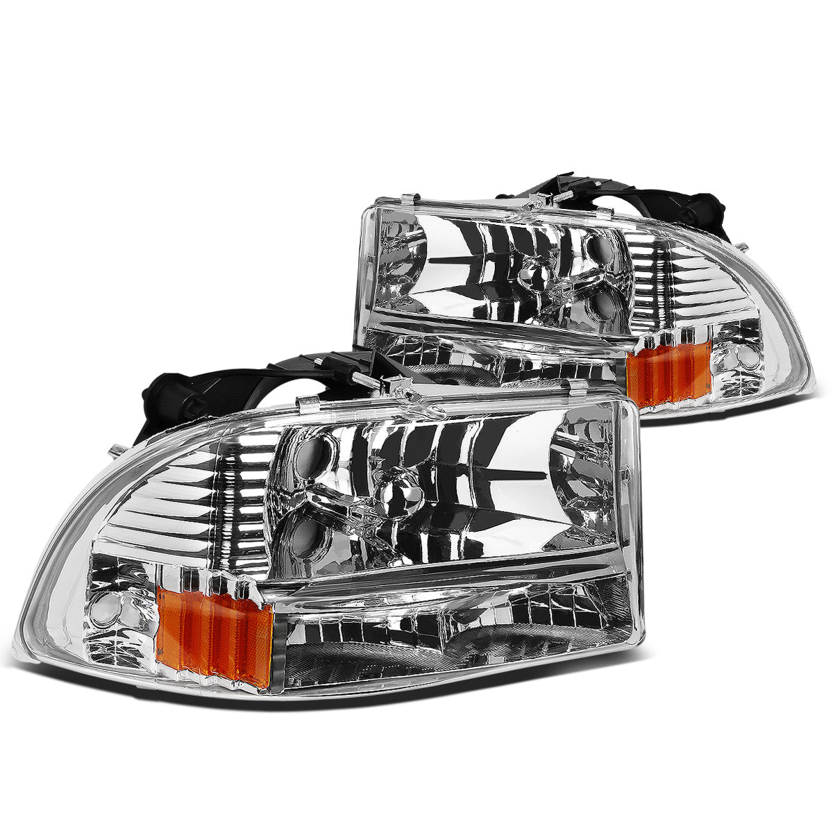 FAROS 97-04 DODGE DURANGO 2/4-DOOR - 1PC - CHROME HOUSING / AMBER CORNER - 9007 LOW BEAM / HIGH BEAM