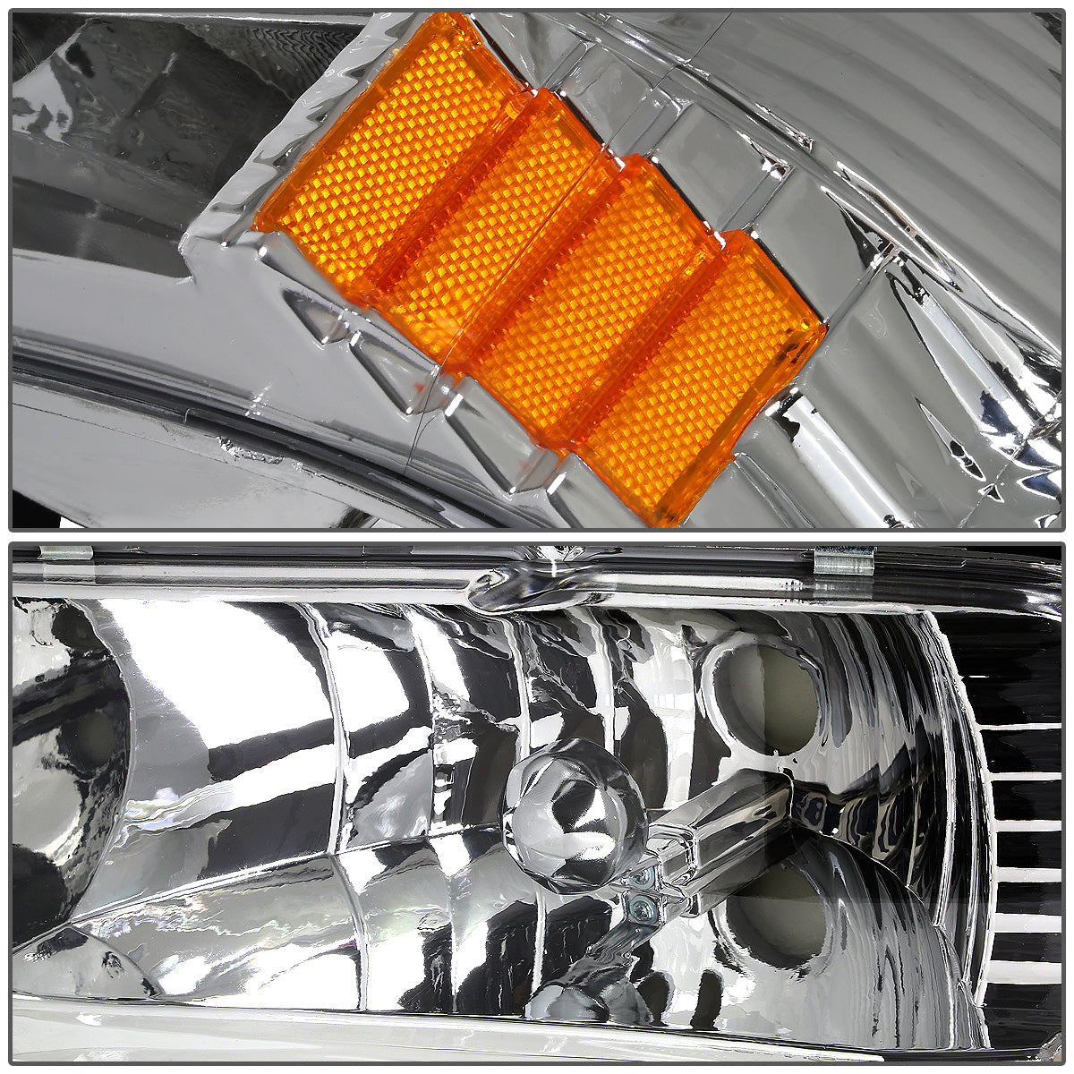 FAROS 97-04 DODGE DURANGO 2/4-DOOR - 1PC - CHROME HOUSING / AMBER CORNER - 9007 LOW BEAM / HIGH BEAM