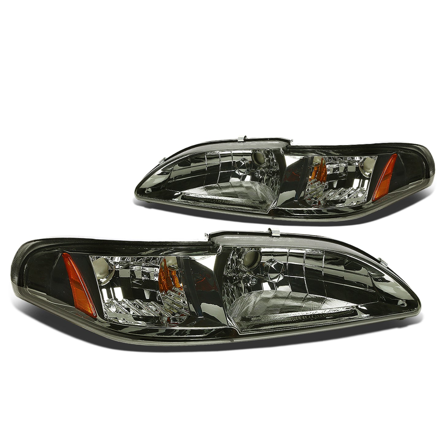 FAROS 94-98 FORD MUSTANG 2-DOOR - 1PC - SMOKE HOUSING / AMBER CORNER - 9007 LOW BEAM / HIGH BEAM