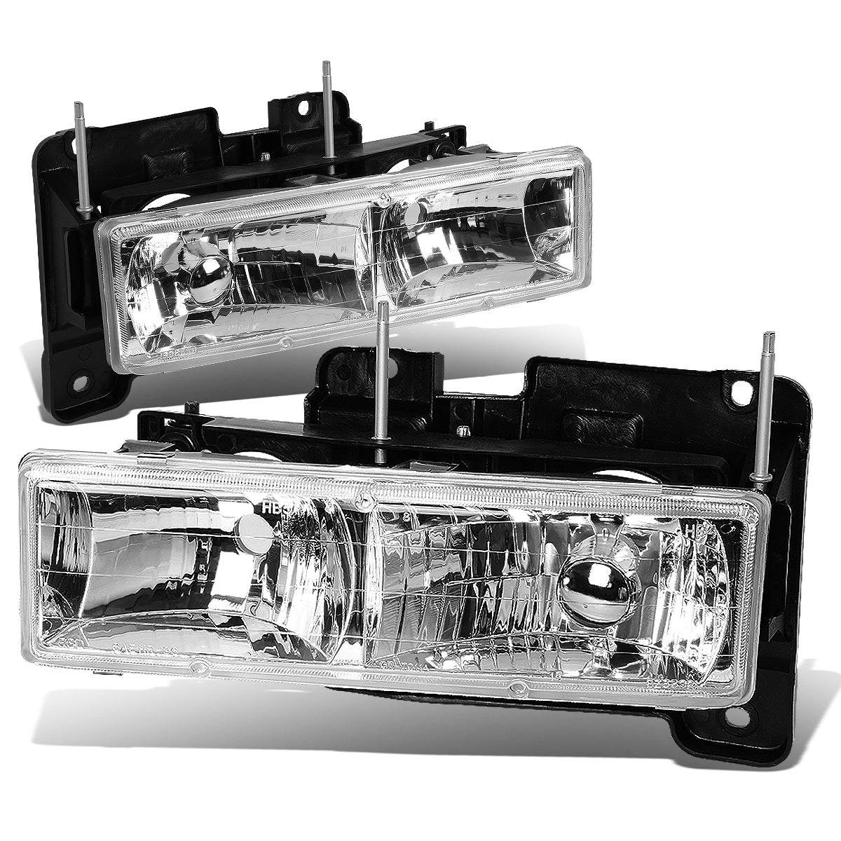 FAROS 88-98 CHEVY C10 2-DOOR - 2PC - GLASS LENS - CHROME HOUSING - 9006 LOW BEAM / 9005 HIGH BEAM