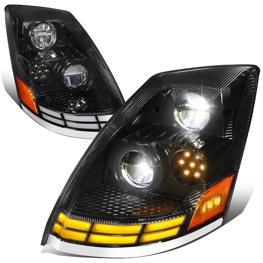 FAROS 03-17 VOLVO VN VNL VNM VNX MODEL TRUCKS - REFLECTOR HIGH / LOW WHITE AMBER LED SWITCHBACK - BLACK