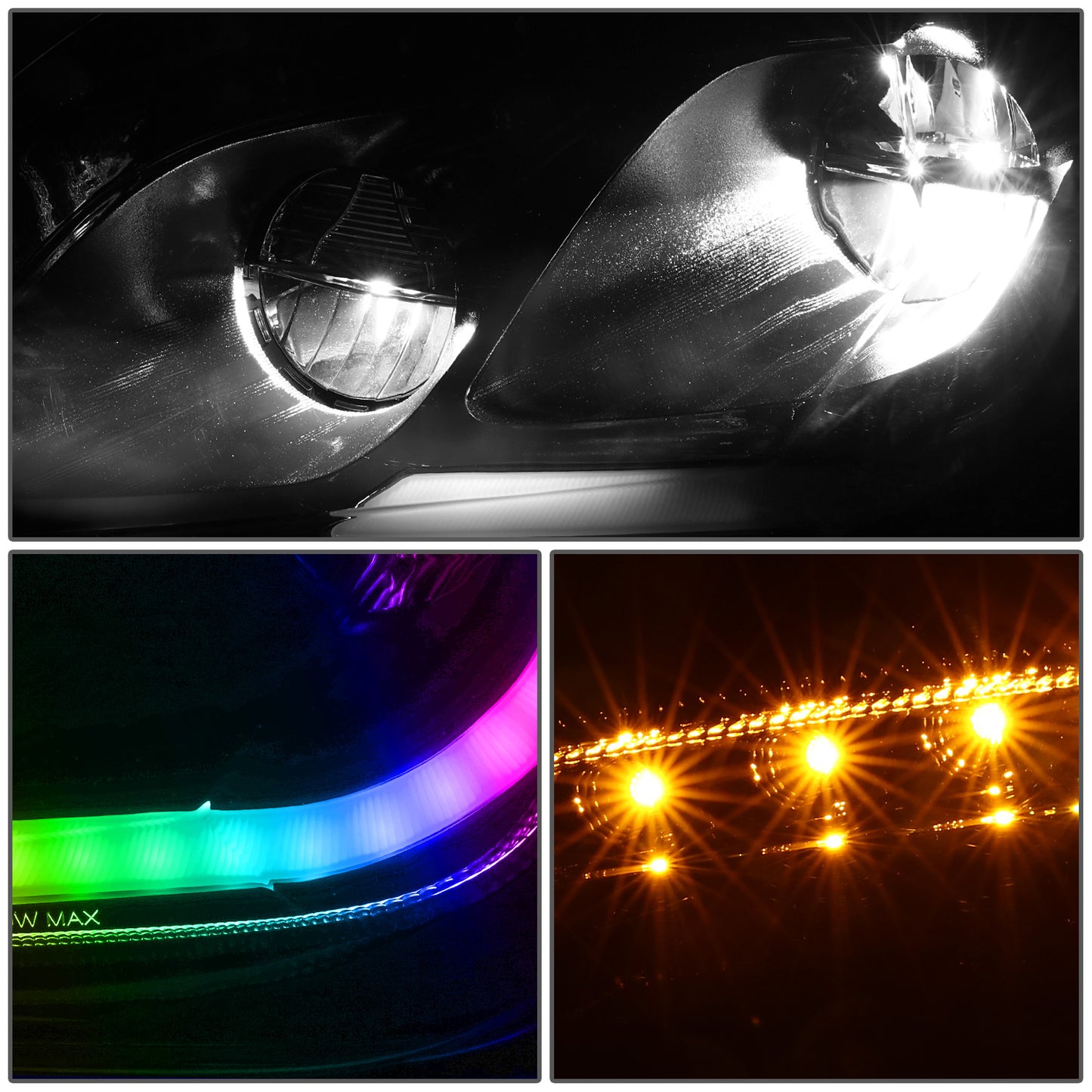 FAROS 13-20 PETERBILT 579 / 11-18 PETERBILT 587 - FULL LED RGB DRL SEQUENTIAL TURN SIGNAL - BLACK