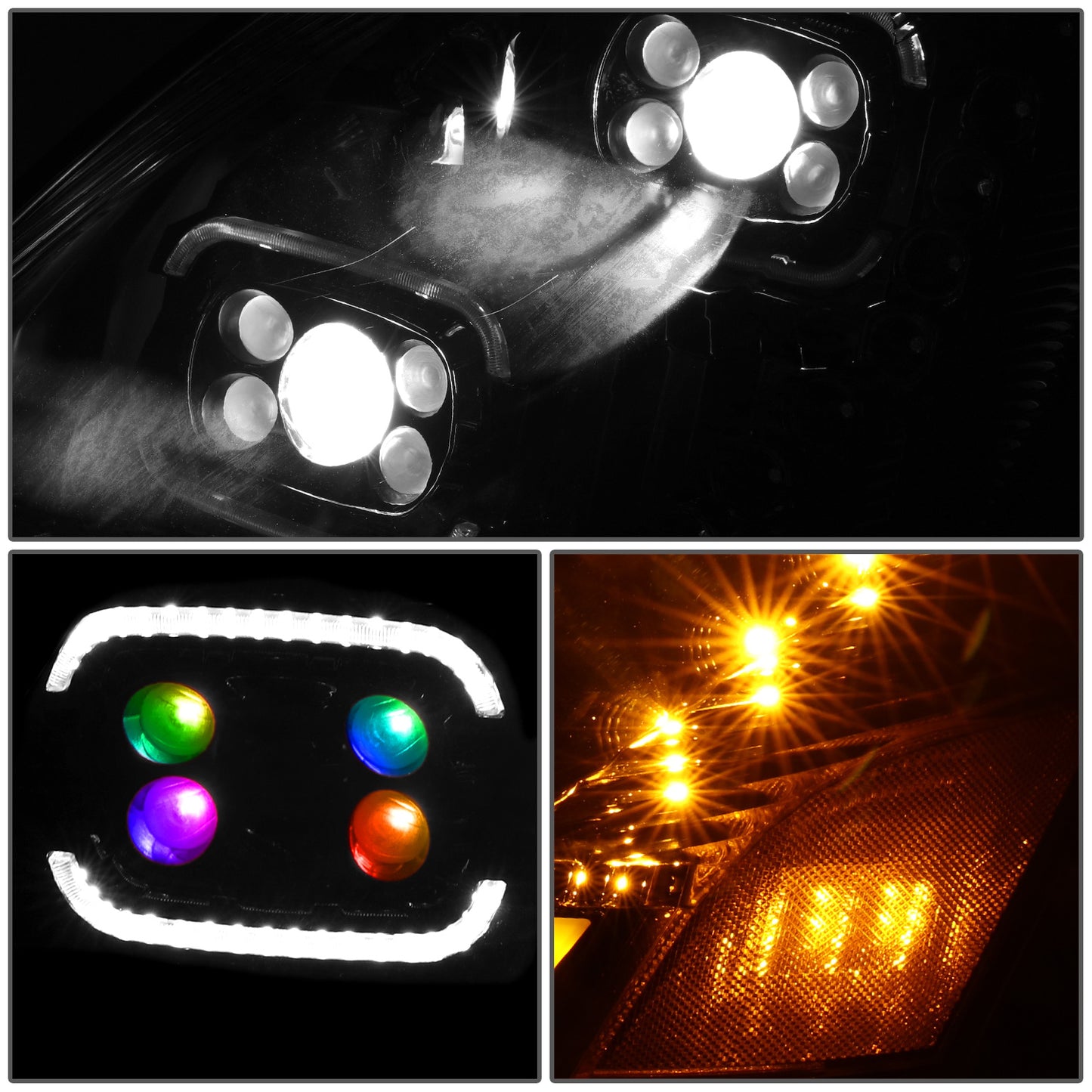 FAROS 04-18 VOLVO VN VNL 300 400 430 630 740 760 860 - FULL LED RGB DRL SEQUENTIAL TURN SIGNAL - BLACK