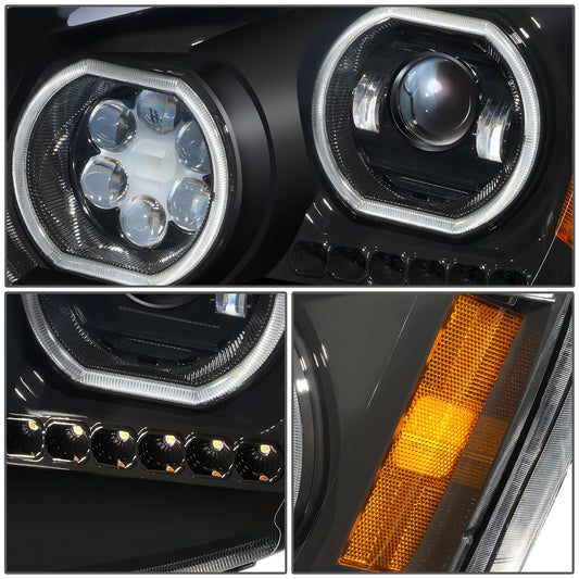 FAROS 08-17 FREIGHTLINER CASCADIA - FULL LED HALO PROJECTORS GATTLING BARREL RGB - BLACK