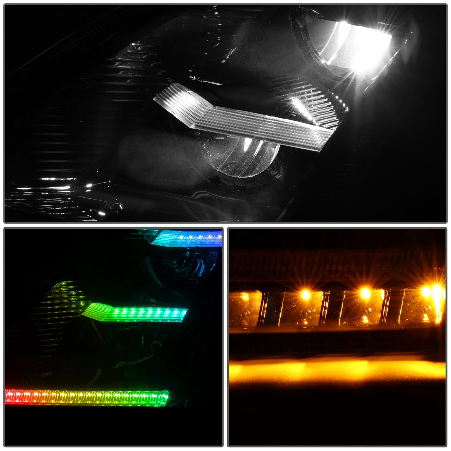 FAROS 18-21 VOLVO VNL, VNL 300, VNL 400, VNL 740, VNL 760, VNL 860 / 18-21 VOLVO VNR, VNR 300, VNR 400, VNR 640 - FULL LED RGB DRL SEQUENTIAL TURN SIGNAL - BLACK