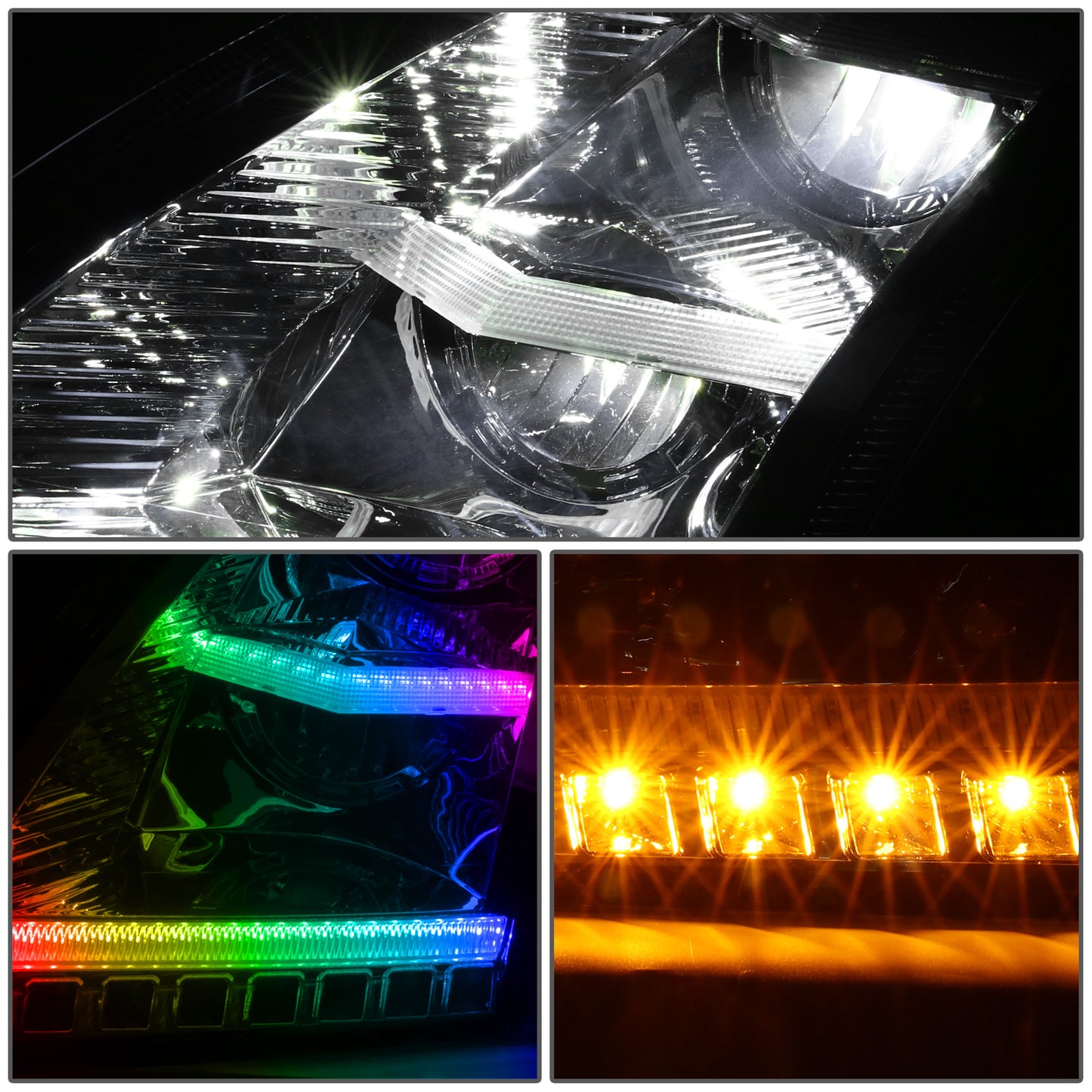 FAROS 18-21 VOLVO VNL, VNL 300, VNL 400, VNL 740, VNL 760, VNL 860 / 18-21 VOLVO VNR, VNR 300, VNR 400, VNR 640 - FULL LED RGB DRL SEQUENTIAL TURN SIGNAL - CHROME