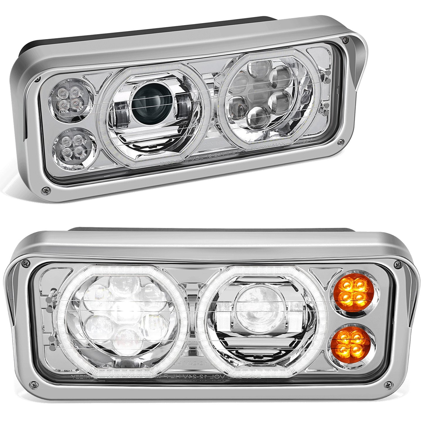FAROS VOLVO VNL 18-23 / VOLVO VNR 18-23 / VOLVO VNL 300 18-20 / VOLVO VNL 400 18-20 / VOLVO VNL 740 18-20 / VOLVO VNL 760 18-20 / VOLVO VNL 860 18-20 / VOLVO VNR 300 18-20 / VOLVO VNR 400 18-20 / VOLVO VNR 640 18-20 - WHITE HALO RING - CHROME