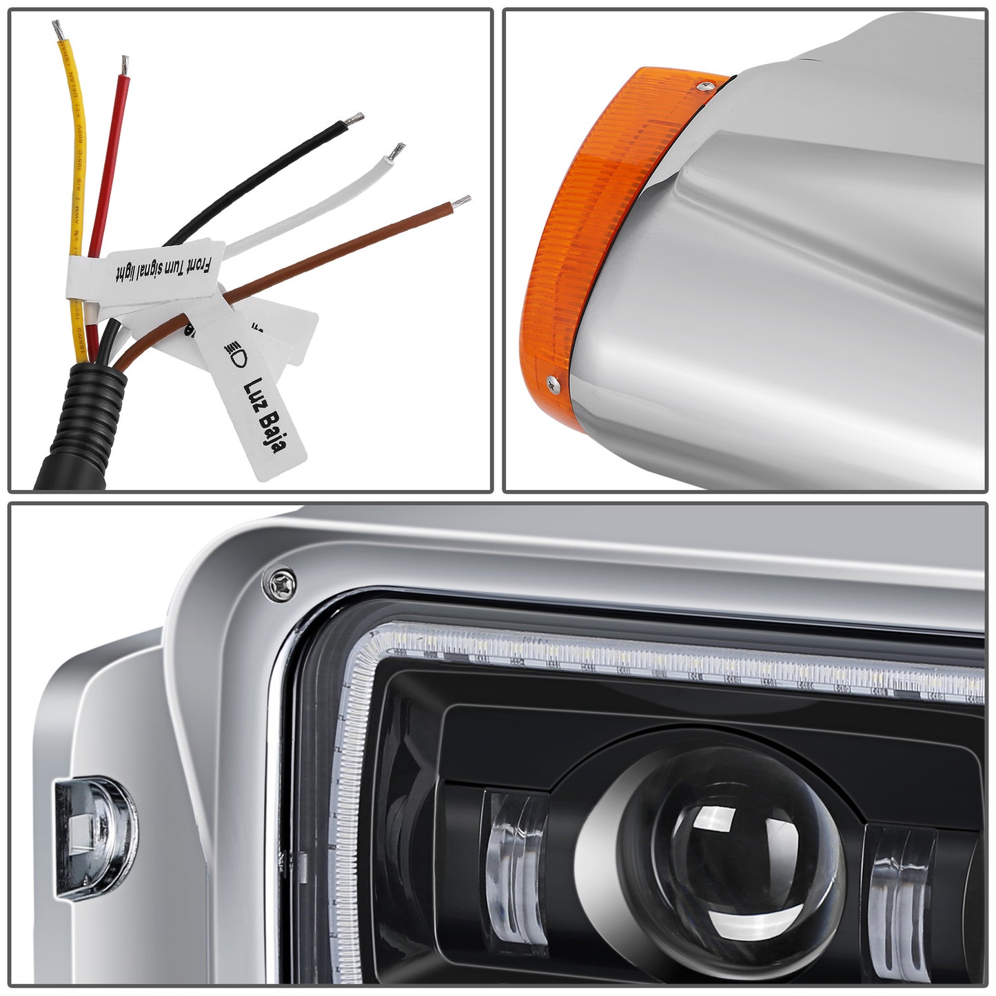 FAROS 81-88 PETERBILT 359 / 87-07 PETERBILT 379 / 08-21 PETERBILT 389 - FULL LED SEQUENTIAL CHASING TURN SIGNAL HEADLIGHT - BLACK