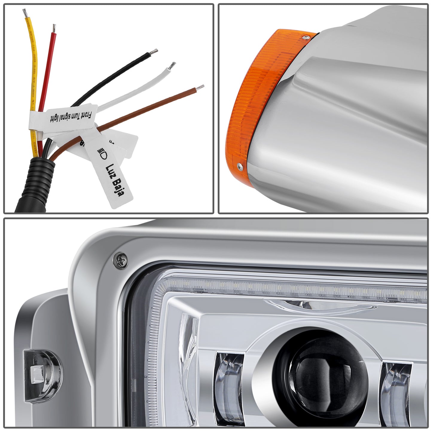 FAROS 81-88 PETERBILT 359 / 87-07 PETERBILT 379 / 08-21 PETERBILT 389 - FULL LED SEQUENTIAL CHASING TURN SIGNAL HEADLIGHT - CHROME