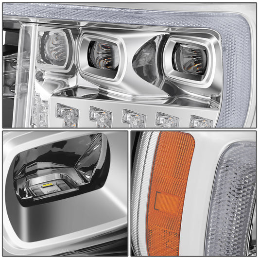 FAROS 21-23 FORD F-150 - FITS MODELS WITH HALOGEN HEADLIGHTS - WHITE 3D LIGHT BAR / SEQUENTIAL CHASE TURN SIGNAL - CHROME