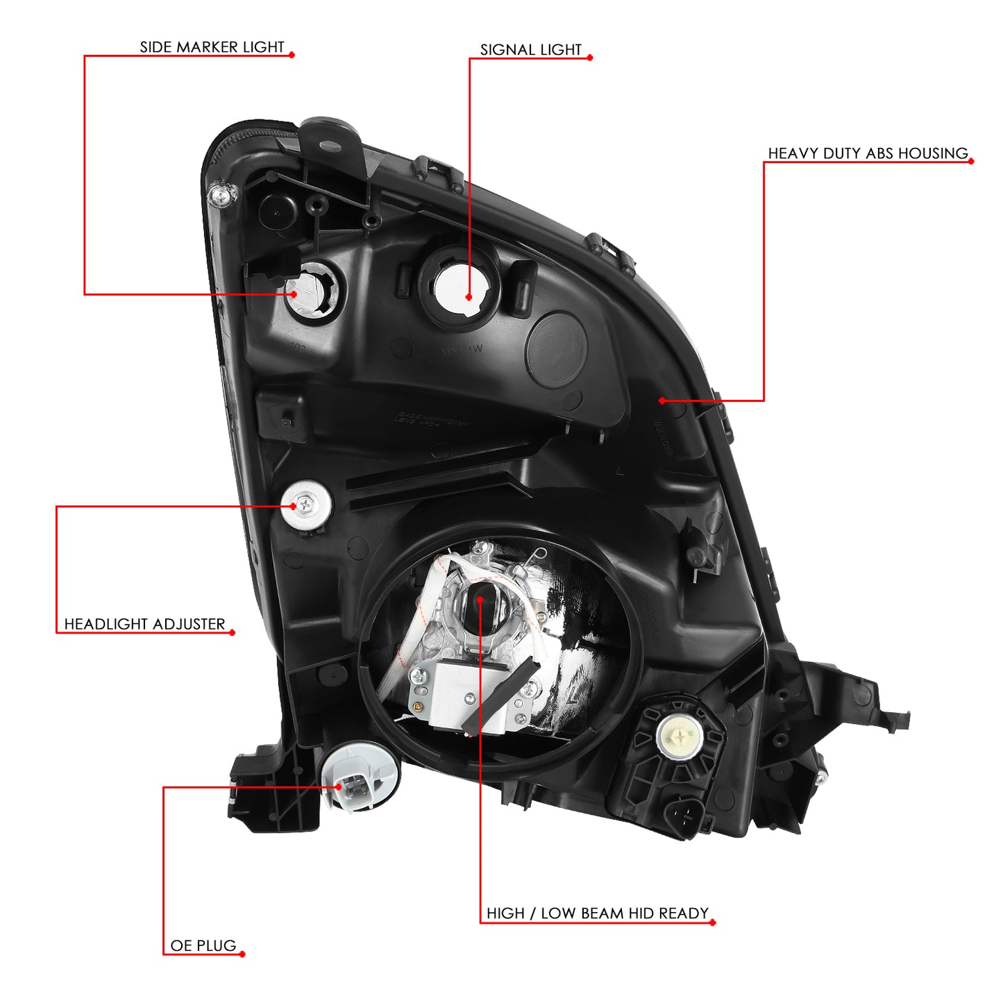 FAROS HID - 06-09 TOYOTA PRIUS - ONLY FITS MODELS WITH FACTORY HID/XENON HEADLIGHTS - DOES NOT FIT FACTORY HALOGEN HEADLIGHT MODELS - SMOKED LENS / CLEAR CORNER - D4R LOW/HIGH / 7440 SIGNAL / 7440 PARKING, 2825 SIDE MARKER