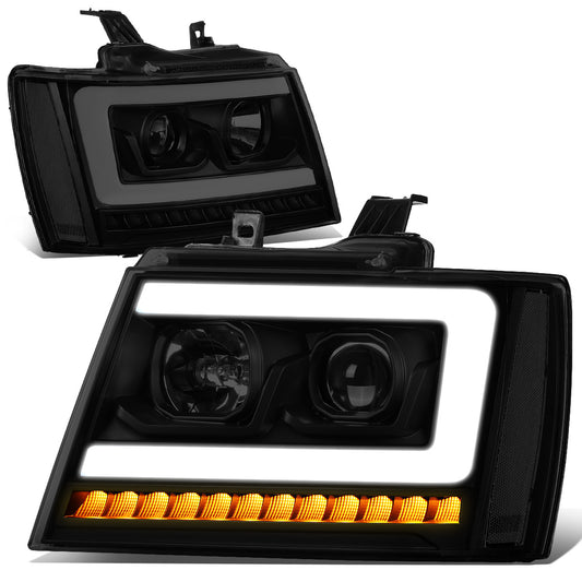 FAROS 07-13 CHEVY AVALANCHE, SUBURBAN 2500 / 07-14 CHEVY TAHOE, SUBURBAN 1500 - LED DRL - C-BAR - BLACK HOUSING / SMOKE LENS / CLEAR CORNER